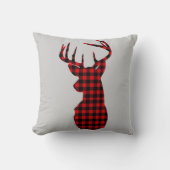 Coussin cabane de campagne plaid rouge de buffle Noël cerf (Recto)