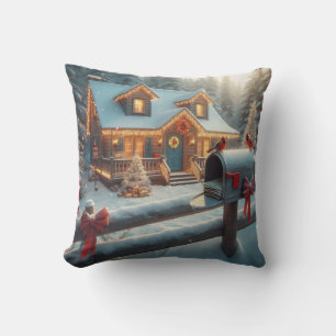 Coussin Cabane de Noël cosy au Pays des Merveilles de l'Hi