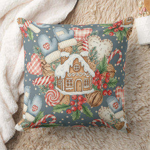 Coussin Cabane en pain d'épices d'hiver - Mitaines
