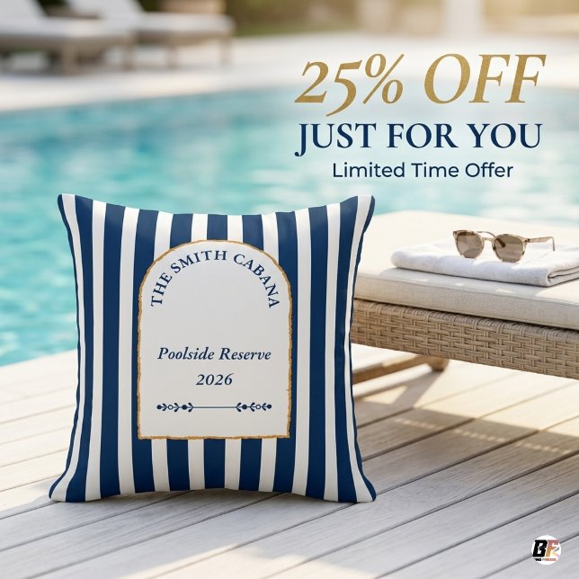 Coussin Cabane rayée bleu marine sur mesure pour le bord d (#homedecor)
