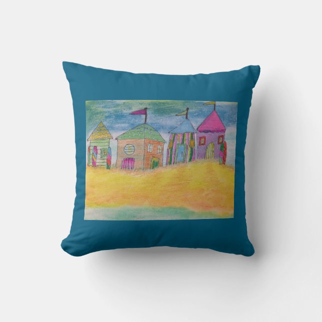 Coussin Cabanes de plage colorées (Recto)
