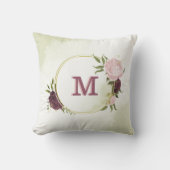 Coussin cabernet rose floral verdure (Recto)