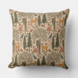 Coussin Cabincore Animaux forestiers