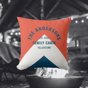 Coussin Cabine de Famille Nom Personnalisé Rouge Marine Ré