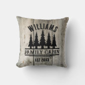 Coussin Cabine de famille personnalisée Forêt rustique Nom (Recto)