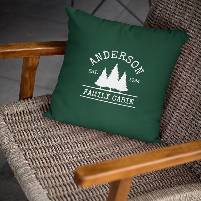 Coussin Cabine Nom de famille Forest Green (Customize to change text size or text style.)