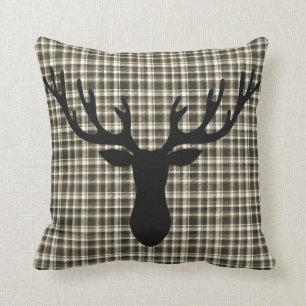 Coussin Cabine rustique Petit Motif Plaid Deer Silhouette