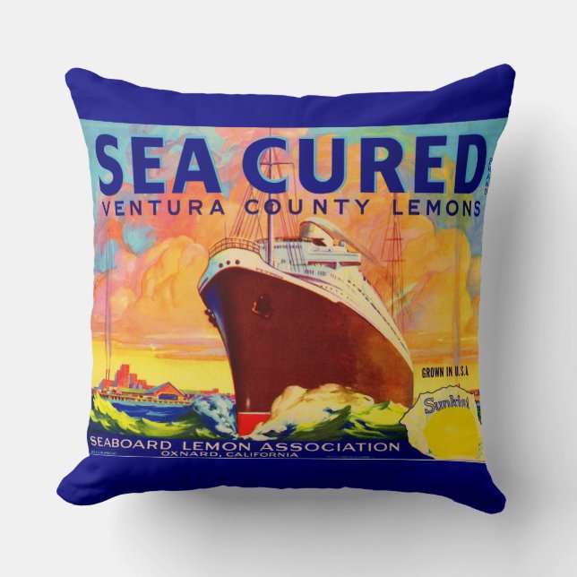 Coussin Câble de citrons de marque Sea-Cured étiquette (Recto)