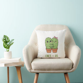Coussin Cact-Us Funny Cactus Couple Pun Anniversary Gift