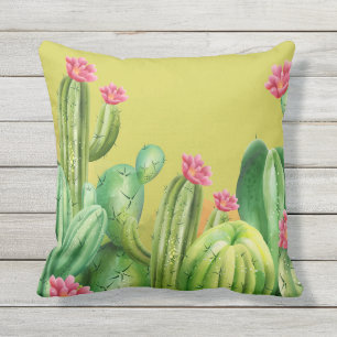Coussin cactus aquarelle