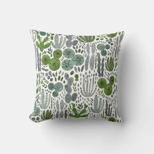 Coussin Cactus Aquarelle main peint Motif (Recto)