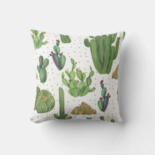 Coussin Cactus aquarelle, motif naturel sans soudure.