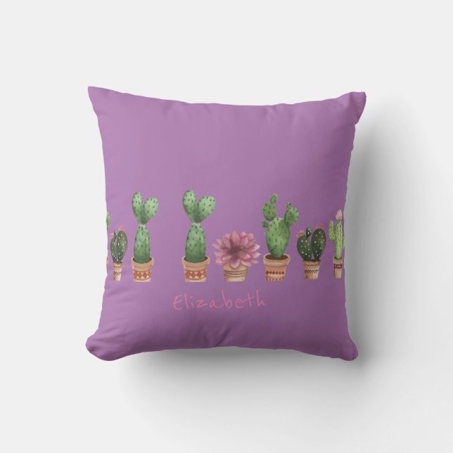 Coussin Cactus aquarelle personnalisé (Recto)