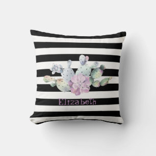 Coussin Cactus, Blancs Noirs Succulents