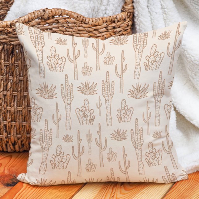 Coussin Cactus Boho Ouest Sud Désert Chaud Neutre (Créateur téléchargé)
