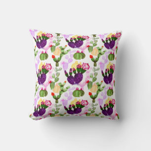 Coussin Cactus brillants Dessin à la plume Motif botanique