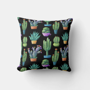 Coussin Cactus Colorés : Whimsical Seamless Design.
