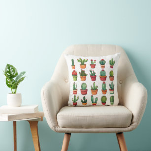 Coussin Cactus du désert pointillés et succulents