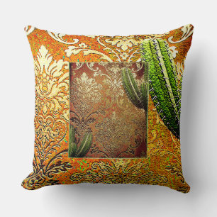 Coussin Cactus et motif géométrique chinois vintage