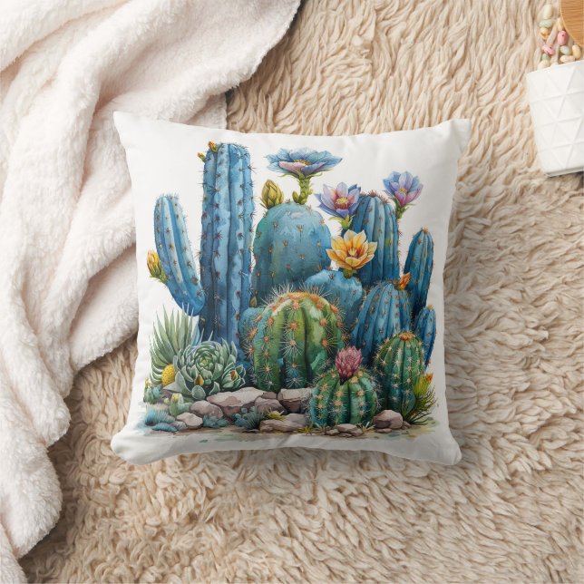 Coussin Cactus florissants et succulents (Couverture)