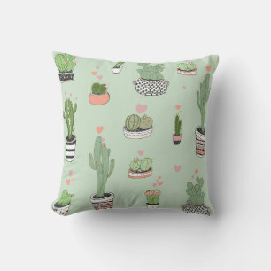 Coussin Cactus Love : Joli Motif de dessin animé.