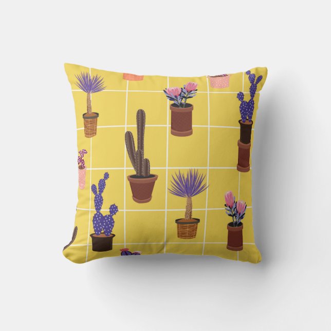 Coussin Cactus mignon été brillant dans de nombreuses sort (Recto)
