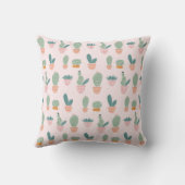Coussin Cactus Mignon Monogramme de Végétation Rose Succul (Verso)