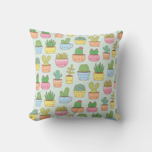 Coussin Cactus Mignon Plante Succulente Motif Coloré