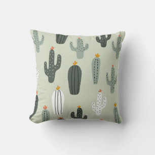 Coussin Cactus mignons sans couture motif, arrière - plan