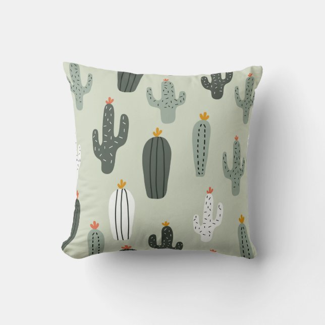 Coussin Cactus mignons sans couture motif, arrière - plan  (Recto)