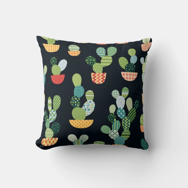 Coussin Cactus motif sans soudure en style patchwork avec  (Recto)