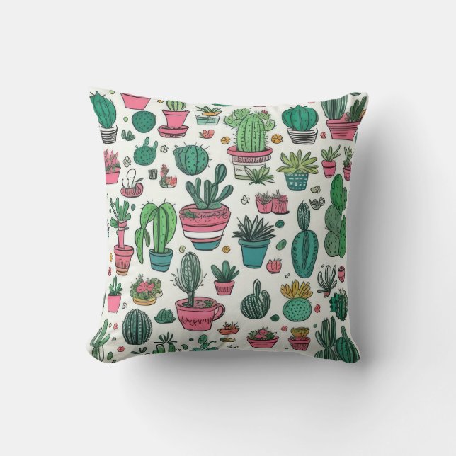 Coussin Cactus Motif Succulent (Recto)