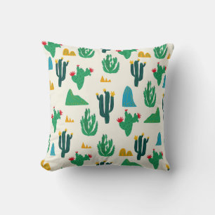 Coussin Cactus Naturel : Art Folk Sans Couleur.
