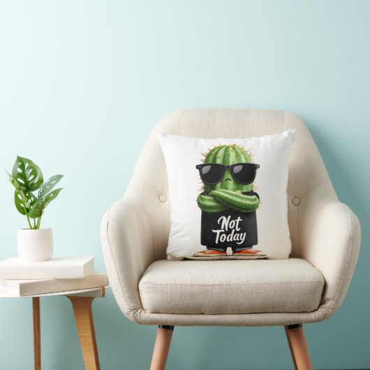 Coussin Cactus "Pas aujourd'hui" avec lunettes de soleil e (Chaise)