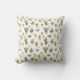 Coussin Cactus pointillés sur blanc