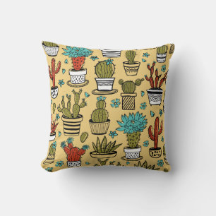 Coussin Cactus Succulent : Esquisse tirée à la main
