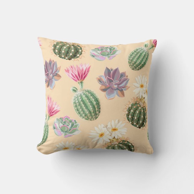 Coussin Cactus Succulent : Motif de détail élevé (Recto)