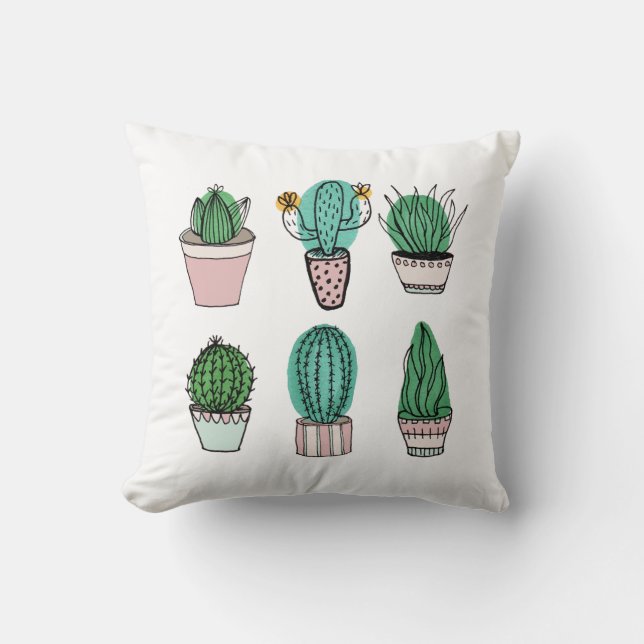 Coussin Cactus succulents pots plante (Recto)