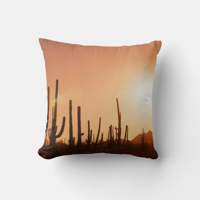 Coussin Cactus sur le désert (Recto)