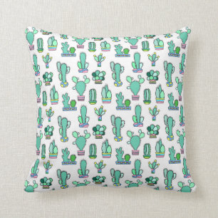 Coussin Cactus vert en bon état et motif succulent de