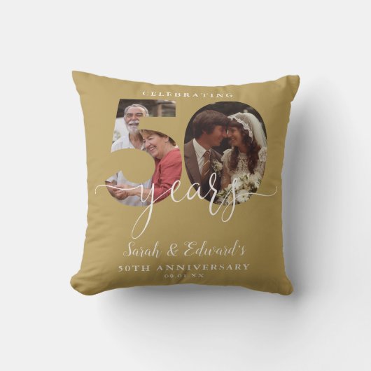 Coussin Cadeau 50e Anniversaire de Mariage 2 Photos (Recto)