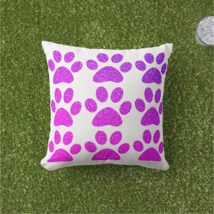 Coussin Cadeau à paillettes dégradé violet rose avec empre