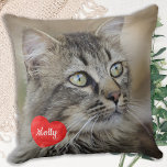 Coussin Cadeau Amoureux des chats - Garde-animaux - Nom ph<br><div class="desc">Célébrez votre meilleur ami avec un Coussin personnalisé pour animaux de compagnie. Le nom sera présenté dans un beau coeur aquarelle. Customisez avec votre propre photo, et votre nom. Ce coussin photo personnalisé est parfait comme un souvenir d'animal de compagnie, un cadeau de perte d'animal de compagnie, ou de la...</div>