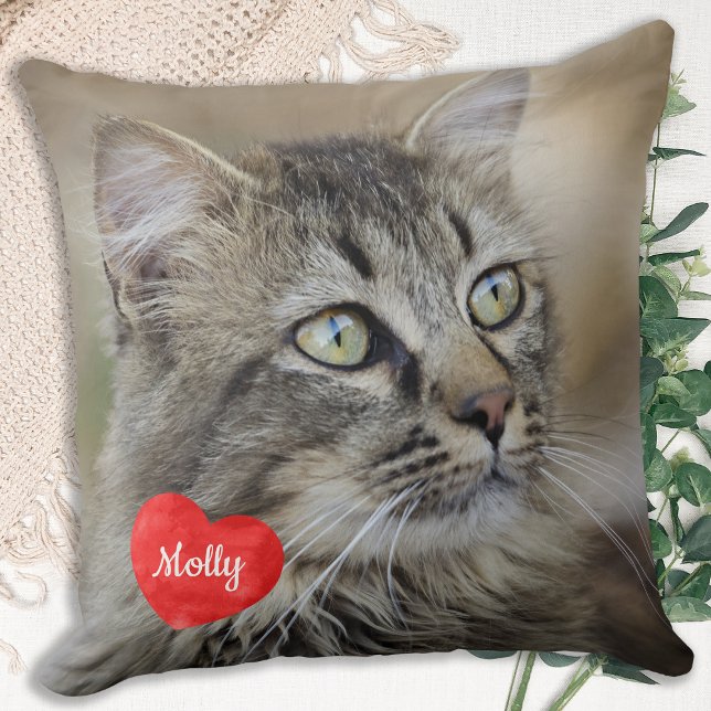 Coussin Cadeau Amoureux des chats - Garde-animaux - Nom ph (Créateur téléchargé)