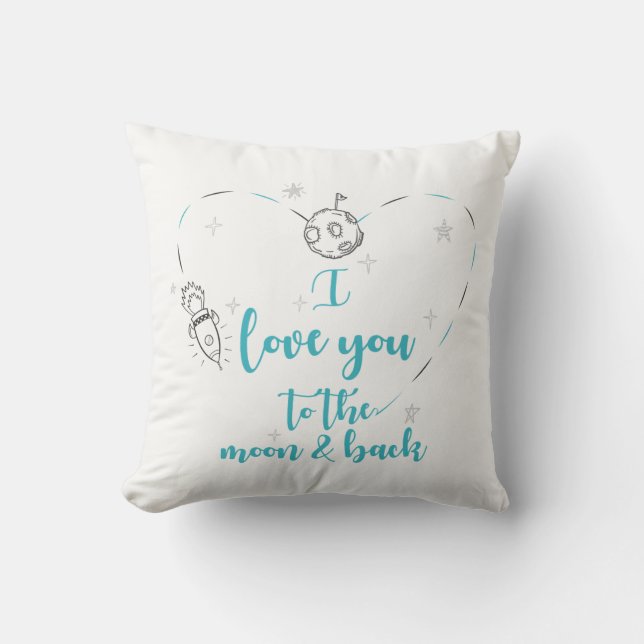 Coussin Cadeau anniversaire, je t'aime à la lune et au ret (Recto)