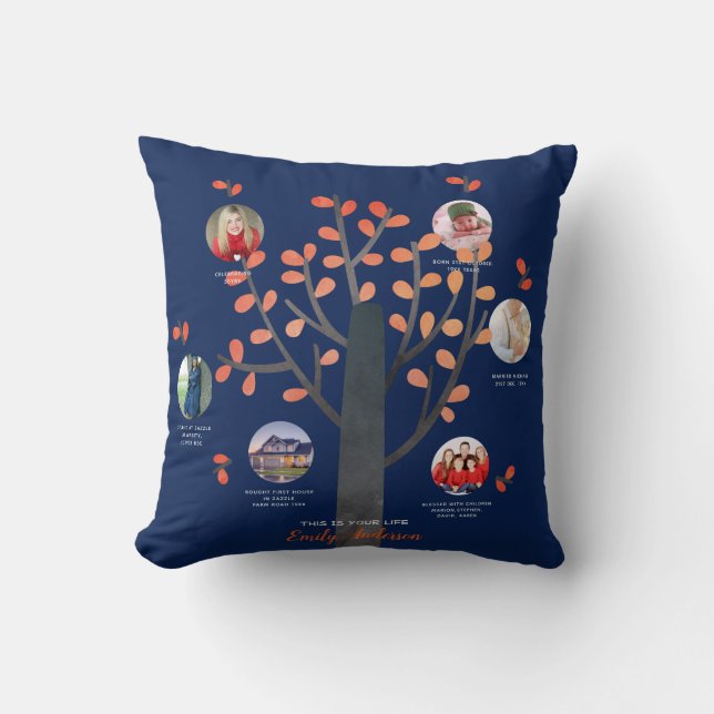 Coussin Cadeau Collage photo de l'arbre généalogique - AJO (Recto)