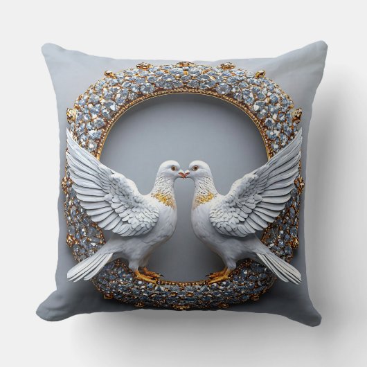Coussin Cadeau colombes de mariage pour couples (Recto)