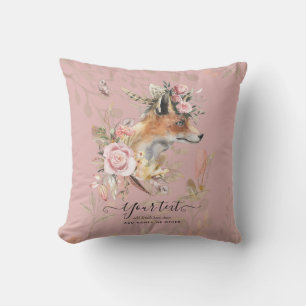 Coussin Cadeau commémoratif personnalisé Boho Fox Feathers