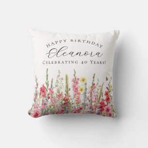 Coussin Cadeau d'anniversaire 40 ans Fleur de naissance d'