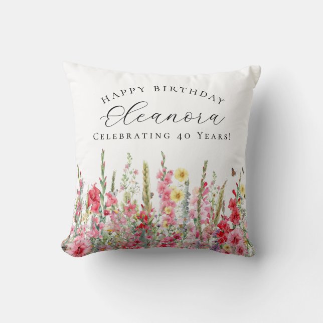Coussin Cadeau d'anniversaire 40 ans Fleur de naissance d' (Recto)